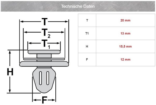 Schiebetür Befestigungsclips mit Dichtung für Audi, Seat, Skoda, VW T5 Multivan | 7H0843514
