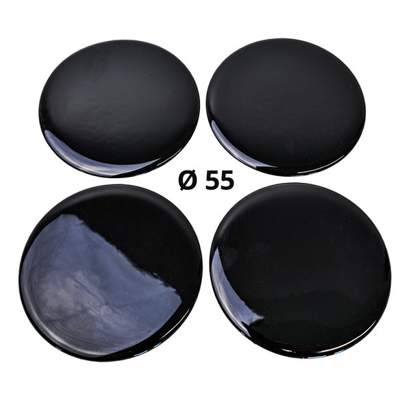 4x Silikon Aufkleber für Nabenkappen | 55 mm | Schwarz