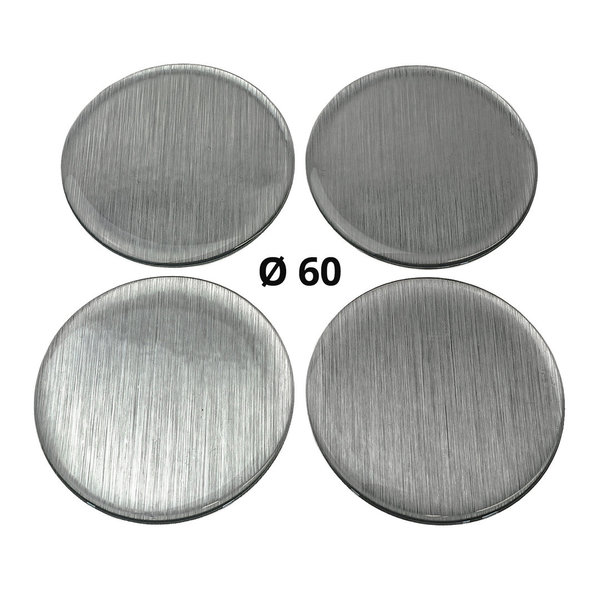 4x Silikon Aufkleber für Nabenkappen | 60 mm | Brushed Metal