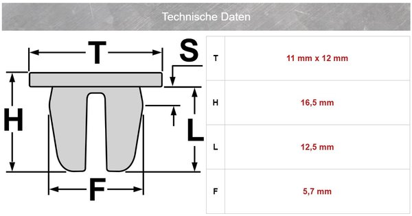 Rücklicht, Kühlergrill Befestigungs Clip Klammer aus Metall für Audi VW | 8L0807180